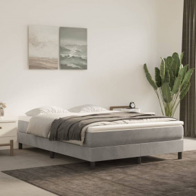 Box Spring Bed with Mattress Light Gray, White