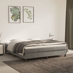 Box Spring Bed with Mattress Light gray, white
