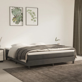 Box Spring Bed with Mattress Dark Grey Velvet, Plywood ...