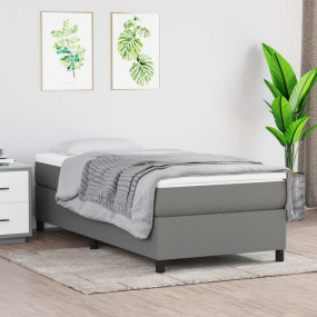 Box Spring Bed with Mattress Dark grey and white Polyes...