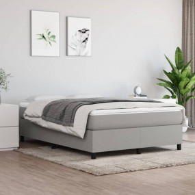 Box Spring Bed with Mattress Light Gray Polyester Queen