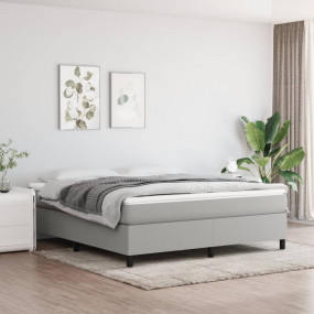Box Spring Bed with Mattress Light gray Polyester fabri...