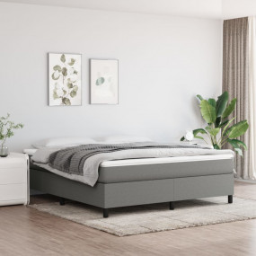 Box Spring Bed with Mattress Dark Gray, White