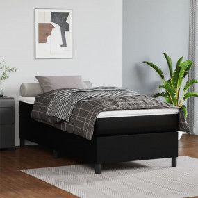 Box Spring Bed with Mattress Black and White