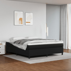 Box Spring Bed with Mattress Black and White