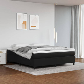 Box Spring Bed with Mattress Black, White