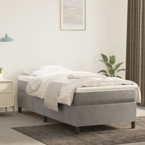 Box Spring Bed Light grey Velvet, polyester, plywood Tw...