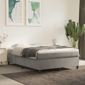 Box Spring Bed Light Grey, White
