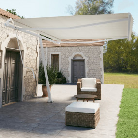 Awning Post Set White Iron 177.2 x 96.5 in Rotatable
