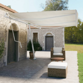 Awning Post Set White Iron 236.2 x 96.5 in Adjustable A...
