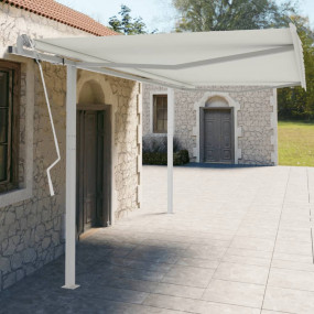 Awning Post Set White Iron 177.2 x 96.5 in Adjustable A...