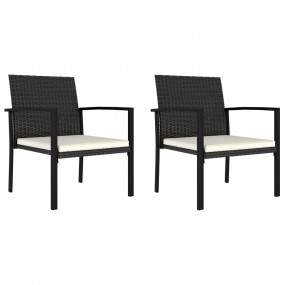 Dining Chair Set of 2 Black and Cream