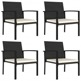 Dining Chair Set of 4 Black Poly rattan Medium Light We...