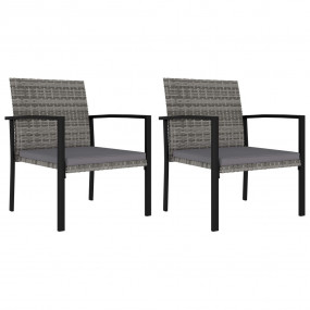 Dining Chair Set of 2 Gray Poly rattan, powder-coated s...