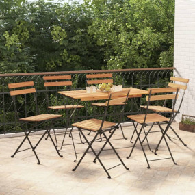 Folding Bistro Chair Set of 6 Brown and Black