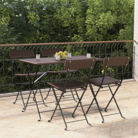 Folding Bistro Chair Set of 4 Brown Poly Rattan Medium ...