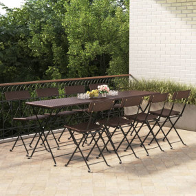 Folding Bistro Chair Set of 8 Brown PE rattan, powder-c...