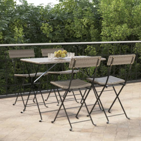 Folding Bistro Chair Set of 4 Grey PE rattan Standard F...