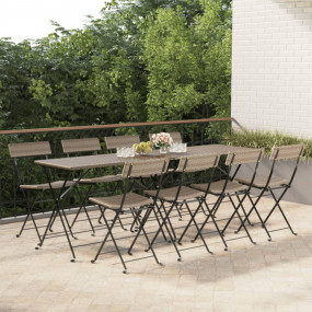 Folding Bistro Chair Set of 8 Gray PE rattan, powder-co...