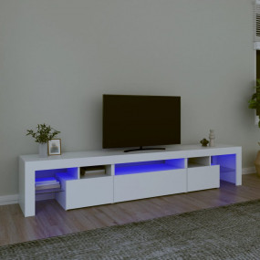 TV Cabinet White Engineered wood 84.6 in Width TV Cabin...