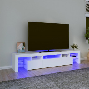 TV Cabinet White Engineered Wood Large TV Cabinet Recta...