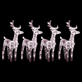 Christmas Reindeer Set of 4 Warm White Acrylic Medium