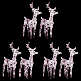 Christmas Reindeer Set of 6 Warm White Acrylic Medium