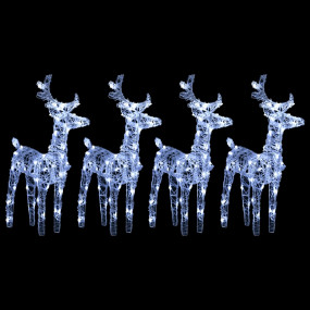 Christmas Reindeer Set of 4 Cold White Acrylic Medium