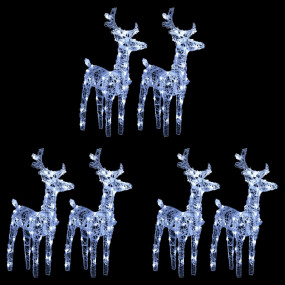Christmas Reindeer Set of 6 Cold white Acrylic Medium