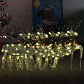 Christmas Reindeer Set of 6 Gold Mesh, Metal Medium