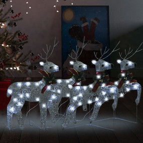 Christmas Reindeer Set of 4 Silver Mesh, Metal Medium