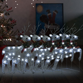 Christmas Reindeer Set of 6 Silver Mesh, metal Medium