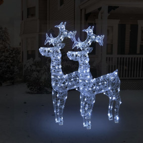 Reindeer Christmas Decoration Set of 2 Cool White Acryl...