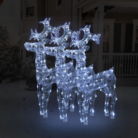 Reindeer Christmas Decoration Set of 3 Cool White Acryl...