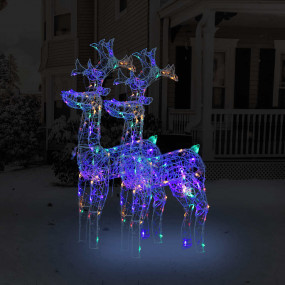 Reindeer Christmas Decoration Set of 2 Multicolored Acr...