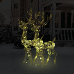 Reindeer Christmas Decoration Set of 2 Warm White Acryl...