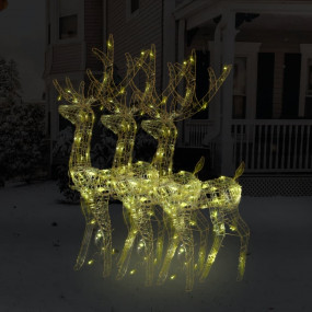 Reindeer Christmas Decoration Set of 3 Warm White Acryl...