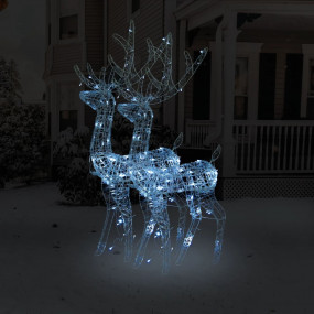 Reindeer Christmas Decoration Set of 2 Cool White Acryl...