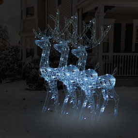 Reindeer Christmas Decoration Set of 3 Cool white Acryl...