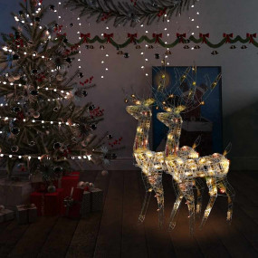 Reindeer Christmas Decoration Set of 2 Multicolor Acryl...