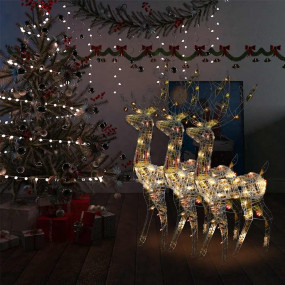 Reindeer Christmas Decoration Set of 3 Multicolor Acryl...
