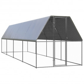 Chicken Cage Silver, Silver Grey Galvanized Steel, Poly...
