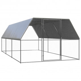 Chicken Cage Silver and Silver Grey Galvanized Steel, P...