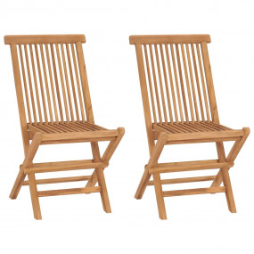 Garden Chair Set of 2 Natural Teak Solid Teak Wood Stan...