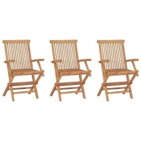 Garden Chair Set of 3 Teak Brown Teak Wood Medium Folda...