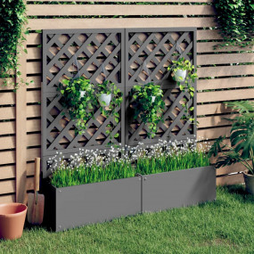 Trellis Planter Set of 2 Grey Wood plastic composite La...