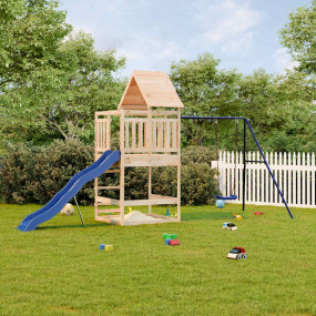 Outdoor Play-set Natural wood, blue Solid pinewood Larg...
