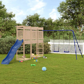 Outdoor Play-set Natural wood, Blue Solid Pine Wood, Po...