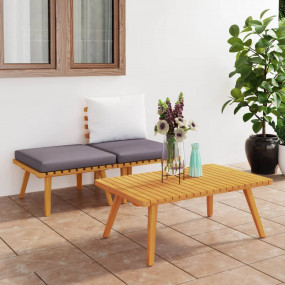 Garden Lounge Set Dark Grey, White