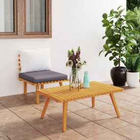 Garden Lounge Set Dark gray Solid acacia wood Medium Mo...